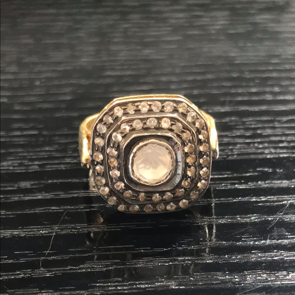 Lisa Robertson Ring Quartz and White Zircon Size 5
